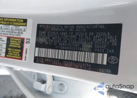 2025 Toyota Camry Xse from USA, damaged, VIN 4T1DBADK9SU528673